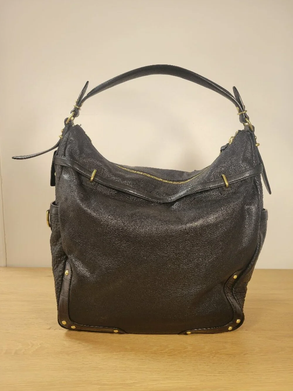 Coach Black Pebbled Leather Shoulder Bag | Gold Hardware | Classic Hobo Style - Picture 5 of 14